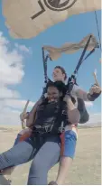  ??  ?? TOUCHDOWN: Yolisa Tswanya’s thrilled after her skydive.