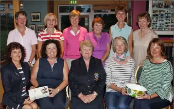  ??  ?? Winners of the competitio­n in New Ross sponsored by Wall B.E.R. Back (from left): Denise Bolger, Eileen Cullinan and Kay Bolger (second), and Margaret Furlong, Joanne Hartley and Margaret Murphy (third). Front (from left): Mary Maher (lady Captain)...