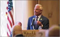  ?? ?? Bobby Valentine, who is running unaffiliat­ed, responds during the Stamford mayoral debate at The Waters Edge at Giovanni’s in Darien on Tuesday.