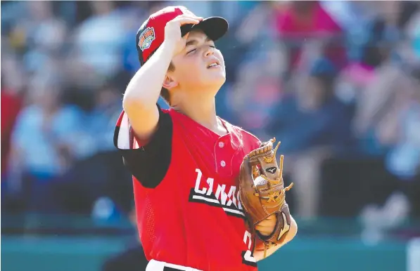  ?? — AP ?? Canada’s pitcher Timmy Piasentin went 4 2/3 innings, giving up eight hits and seven runs while striking out eight in an 8-1 loss against Curaçao at the Little League World Series. He also collected two hits.