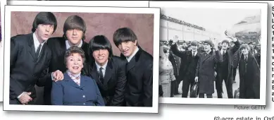  ?? Picture: GETTY ?? SHE LOVES YOU: Above, Louise with George in 1964. From far left; the siblings in 1975, Louise with the cover band that she manages, and The Beatles arrive in the US in 1964