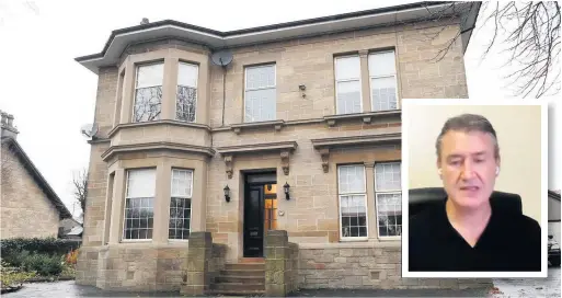  ??  ?? Off the market The luxury five-bedroom house on Airdrie’s Alexander Street is valued at £570,000. Inset, Leckie during the video he posted online announcing the competitio­n’s cancellati­on