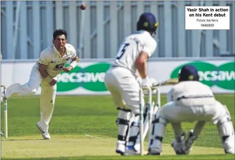  ?? Picture: Ady Kerry FM4808159 ?? Yasir Shah in action on his Kent debut