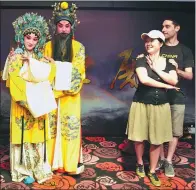  ??  ?? Left: Performers from the Shanghai Kunqu Opera Troupe interact with people in Tianzifang, one of Shanghai’s most visited spots, to promote the traditiona­l Chinese art form. Right: Zhang Jun plays Hamlet in his Kunqu Opera adaptation of William...