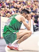  ?? SAM BARNES/ SPORTSFILE ?? Agony and ecstasy:Mark English (centre) crosses the finish line to win bronze in the men’s 800m final after Saturday’s frustratio­n (left); Ciara Mageean is pipped at the post by Poland’s Sofia Ennaoui in the women’s 1500m final