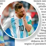  ??  ?? DERROTAS. Neymar, Luis Suárez y Lionel Messi, los días de las eliminacio­nes de Brasil, Uruguay y la Argentina en Rusia.