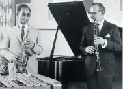  ?? Picture: GETTY IMAGES ?? JAZZ LOVER: King Bhumibol jams with Benny Goodman in New York in 1960