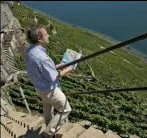  ??  ?? À COUPER LE SOUFFLE ! Notre reporter Thomas Bravo-Maza contemple le lac du haut du vignoble.