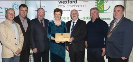  ??  ?? The presentati­on to Clonroche Developmen­t Associatio­n (from left): Michael Wall,WLD; Cllr Michael Whelan; Martin Kelly; Cllr Kathleen Codd Nolan, chairperso­n, LCDC Committee, Wexford County Council; Lorcan Dunne; Jim Redmond; and Cllr Keith Doyle, chairman, Wexford County Council.