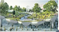  ??  ?? PARADISE LOST: Barry Diller decided to pull the plug on his gift to the city of a Hudson park (artist’s impression above) after a succession of lawsuits.