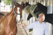  ?? Julio Cortez / Associated Press ?? Bob Baffert has been suspended for 15 days by the Arkansas Racing Commission after two of his horses tested positive for a banned substance.