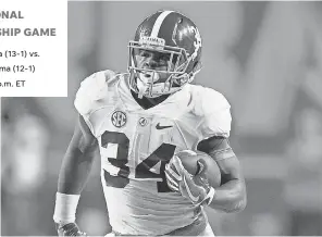  ??  ?? Alabama running back Damien Harris NELSON CHENAULT/USA TODAY SPORTS