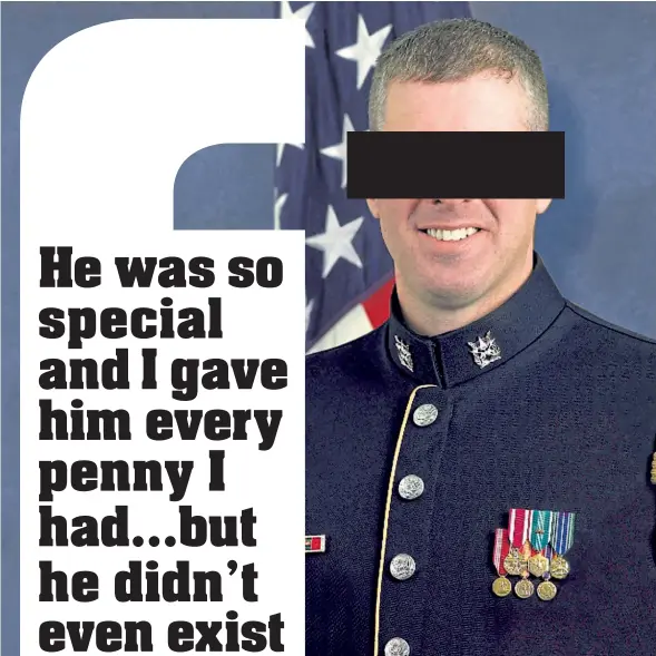  ??  ?? This picture of an unwitting US soldier is used by romance fraud gangs online