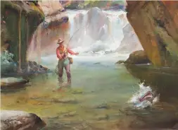  ??  ?? James Milton Sessions (1882-1962), Fly-fishing. Watercolor, 22 x 30 in., signed lower left. A.J. Kollar Fine Paintings, LLC.