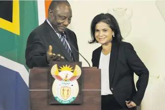  ?? Picture: Gallo images ?? OVER TO YOU. Newly appointed national director of public prosecutio­ns advocate Shamila Batohi and President Cyril Ramaphosa during the announceme­nt of her appointmen­t at the Union Buildings yesterday. Batohi will start her new role in February next year.