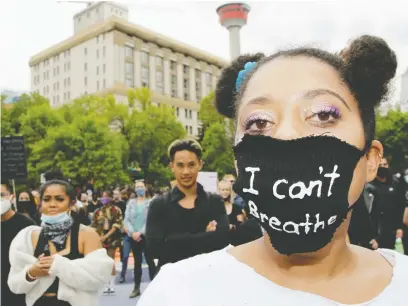  ?? BRENDAN MILLER ?? Thousand of Calgarians gathered in Olympic Plaza for a Black Lives Matter rally earlier this month.