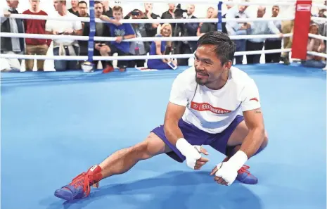  ?? CHRIS HYDE, GETTY IMAGES ?? “It is not wise to look past any opponent,” says Manny Pacquiao, above, who faces Australian Jeff Horn on Saturday in Brisbane.