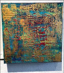  ??  ?? “Tapestry Series: Remnant III” is an acrylic on canvas by Elizabeth Weber.