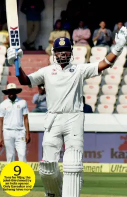  ?? AFP/PTI ?? Virat Kohli and Murali Vijay hit fine centuries on the opening day of the one-off Test against Bangladesh in Hyderabad on Thursday. —