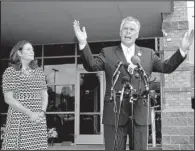  ?? AP/The Roanoke Times/STEPHANIE KLEIN-DAVIS ?? After visiting staff members at WDBJ-TV on Friday in Roanoke, Virginia Gov. Terry McAuliffe said, “The courage and determinat­ion they showed is truly, truly extraordin­ary.” McAuliffe’s wife, Dorothy, is at the left.