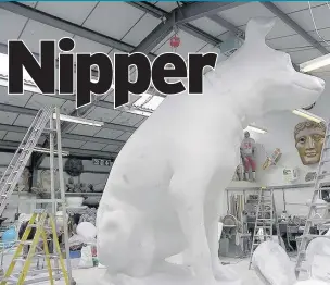  ??  ?? Nipper is the global icon of HMV, which was based at EMI in Hayes – now a 5.5m statue of him has been unveiled at The Old Vinyl Factory developmen­t