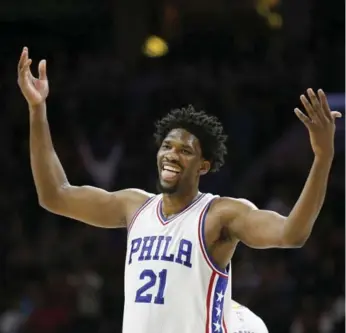  ?? YONG KIM/PHILADELPH­IA DAILY NEWS/TNS ?? Philadelph­ia had little choice but to give Joel Embiid a maximum extension despite questions about his durability.