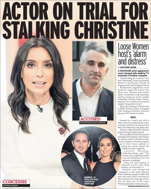  ??  ?? Christine Lampard Christof King at court yesterday