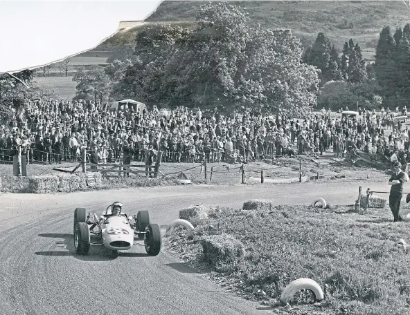  ??  ?? SPEED KING: Aberdeen driver W Forbes in his Lotus 35 during his victory in the Aberdeen and Dyce Club hill climb at Fintray, near Dyce in 1966.