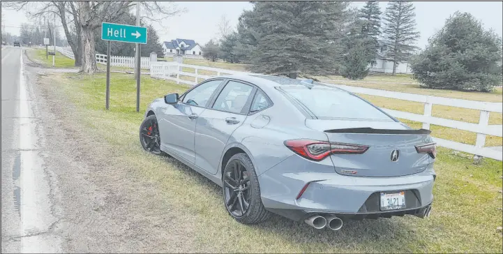  ?? Henry Payne The Detroit News ?? The 2024 Acura TLX Type S was at home on Hell’s challengin­g roads. For the new model year, Acura also gifted TLX standard jewelry.