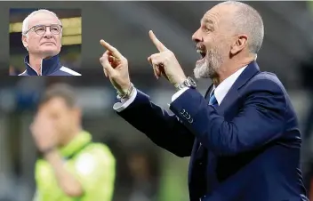 ?? — AP ?? In this file pic, Stefano Pioli gives indication­s to Inter Milan players during a Serie A match against Sampdoria. AC Milan has hired Pioli as its new coach on a two-year contract. Claudio Ranieri (Inset) will coach Sampdoria.