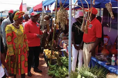  ??  ?? Governador provincial do Zaire Joanes André visitou a Feira da Cidade que conta com a participaç­ão de mais de duas centenas de expositore­s GARCIA MAYATOKO|MBANZA CONGO