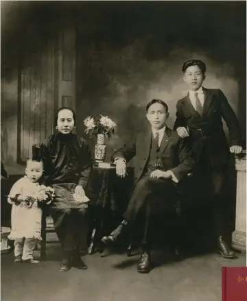  ??  ?? LEFT: Canada’s 1923 Chinese Exclusion Act essentiall­y blocked all immigratio­n from China for almost 25 years. Consequent­ly, Chinese families were separated and turned to photograph­s to bridge the physical distance between themselves and their loved ones. In this photo, Yucho Chow deployed pre-photoshop techniques to combine into one image the father and son (photograph­ed in Vancouver) with a picture of mother and child, shot in China. At last, this family was reunited … if only in a photograph. (c. 1925)