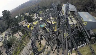  ??  ?? ACCIDENT SCENE: Four people were seriously injured when the Smiler ride crashed at Alton Towers Resort