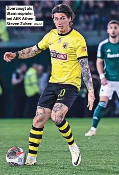  ?? IMAGO ?? Überzeugt als Stammspiel­er bei AEK Athen: Steven Zuber.