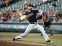  ?? PATRICK SEMANSKY — ASSOCIATED PRESS ?? Josh Tomlin delivers to the Orioles duringin the first inning June 20 in Baltimore. The Indians lost, 6-5, snapping a six-game winning streak.