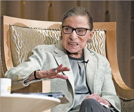  ?? RON SACHS/CNP ?? Ruth Bader Ginsburg, the court’s oldest justice, has been treated for cancer four times.