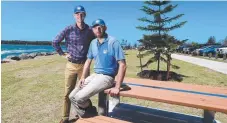  ?? Picture: GLENN HAMPSON ?? Main Roads Minister Mark Bailey (left) and project manager Daniel Dray look over the finished project yesterday.