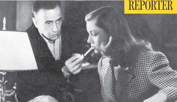  ??  ?? On the silver screen, smoking acts as a catalyst for intimacy, particular­ly in the film noir era, as demonstrat­ed in Howard Hawks’ 1944 romance To Have or Have Not.