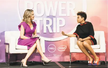  ?? Kathryn Wirsing ?? Actress Taraji P. Henson (right) was interviewe­d by Access Hollywood’s Natalie Morales in S.F. at Marie Claire magazine’s 36-hour conference.