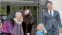  ??  ?? Prime Minister Jacinda Ardern and partner Clarke Gayford with Gayford’s nieces Nina Cowan, left, and Rosie Cowan and after a swearing-in ceremony in October.