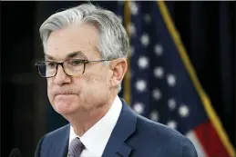  ?? JACQUELYN MARTIN — THE ASSOCIATED PRESS FILE ?? Fed Chairman Jerome Powell says the economy remains in need of extraordin­ary help despite glimmers of recovery..