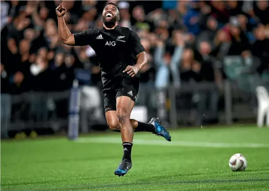  ?? PHOTO: GETTY IMAGES ?? Lima Sopoaga, here celebratin­g a try against the Springboks last month, has more reason to be happy after being named to start for the All Blacks against Australia in Brisbane on Saturday.