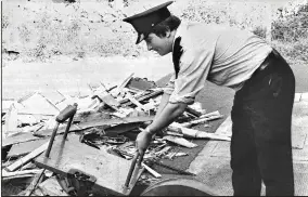  ??  ?? DEATH THAT SHOCKED THE WORLD: The Queen’s cousin Lord Mountbatte­n, far left, died when the IRA bombed his fishing boat in 1979. Left: Irish police sift through the wreckage