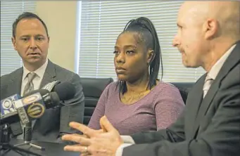  ?? Lake Fong/Post-Gazette ?? Attorneys George Kontos, left, and Ken Haber speak for their client, Jade Martin, 34, at a news conference Feb. 5.