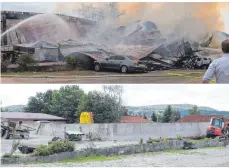  ?? FOTOS: YANNICK REHFUSS ?? Nach dem Brand der zwei Lagerhalle­n bei der Talheimer Pferdepens­ion am 29. April waren die Aufräumarb­eiten rasch beendet.