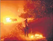  ?? NOAH BERGER — THE ASSOCIATED PRESS ?? Bill Nichols, 84, works to save his home in Vacaville, Calif., on Wednesday.