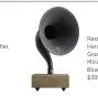  ??  ?? Restoratio­n Hardware Gramophone Mini With Bluetooth, $395.