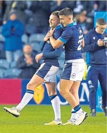  ?? ?? SETBACK: Finn Russell, left, and Cameron Redpath both have ‘significan­t’ injuries.