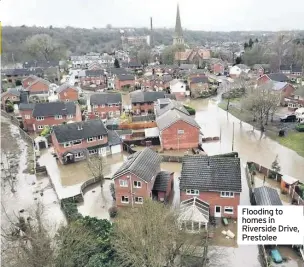  ??  ?? Flooding to homes in Riverside Drive, Prestolee