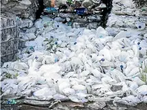  ?? CHRISTEL YARDLEY/ STUFF ?? Plastics awaiting recycling pile up at the Huntly transfer station in Waikato.